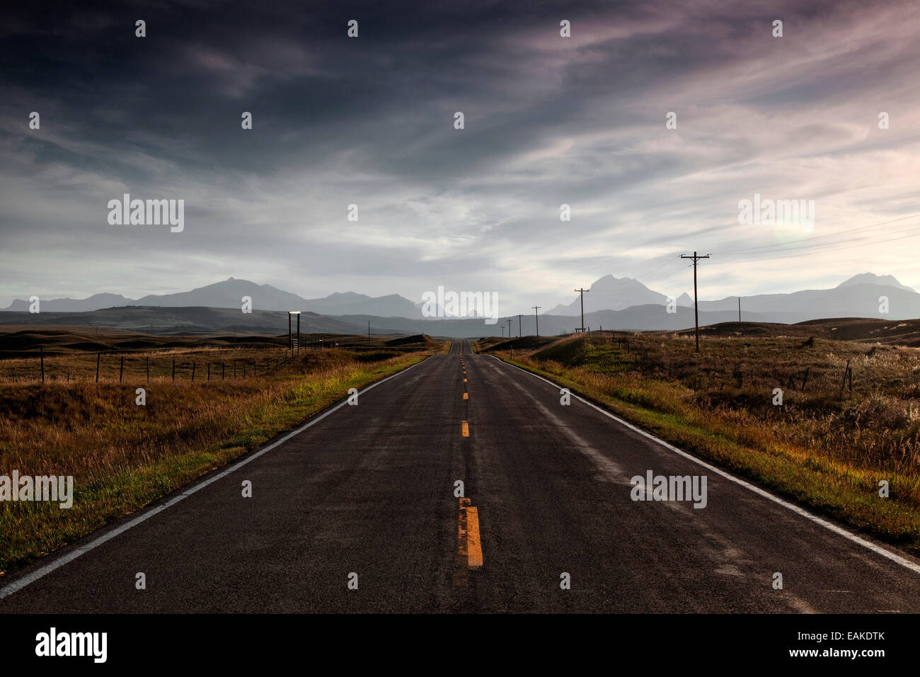 Highway no. 89, near Browning, the mountains of Glacier National Park