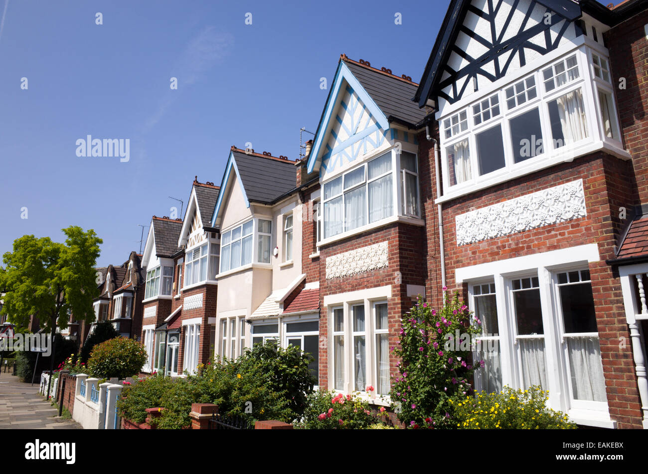 Row of terraced houses in Crouch End, London, England, UK Stock Photo