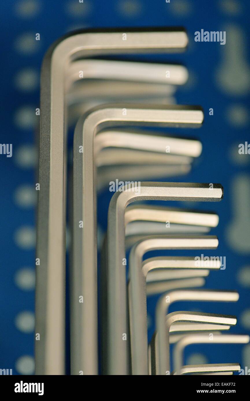 Set of hex keys in a store in Germany, City of Osterode, 13. November 2014. Photo: Frank May Stock Photo