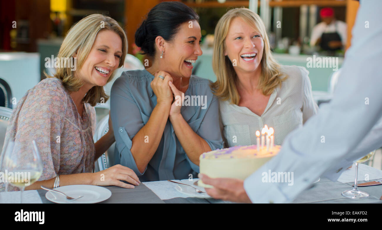 Mature women celebrating birthday Stock Photo