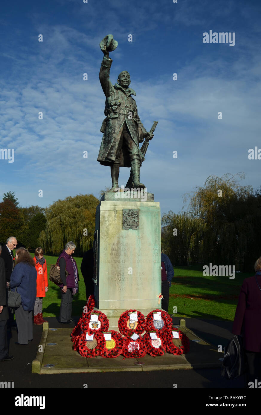 The cenotaph, It is remembrance Sunday 2014, 100 years after the start of the First World War, so many died. Stock Photo