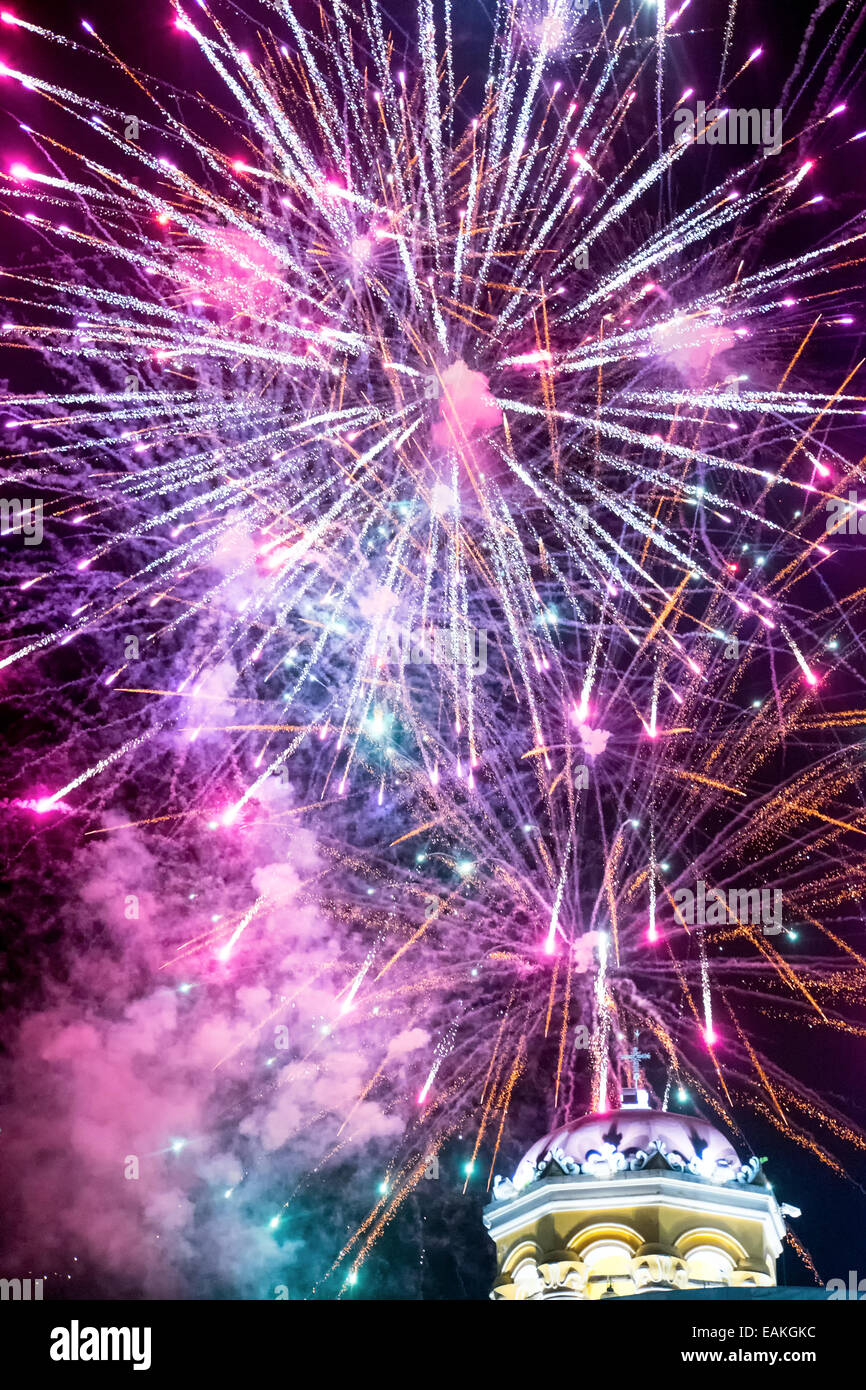 Fireworks above the Santa Barbara Church, Mompox Stock Photo Alamy