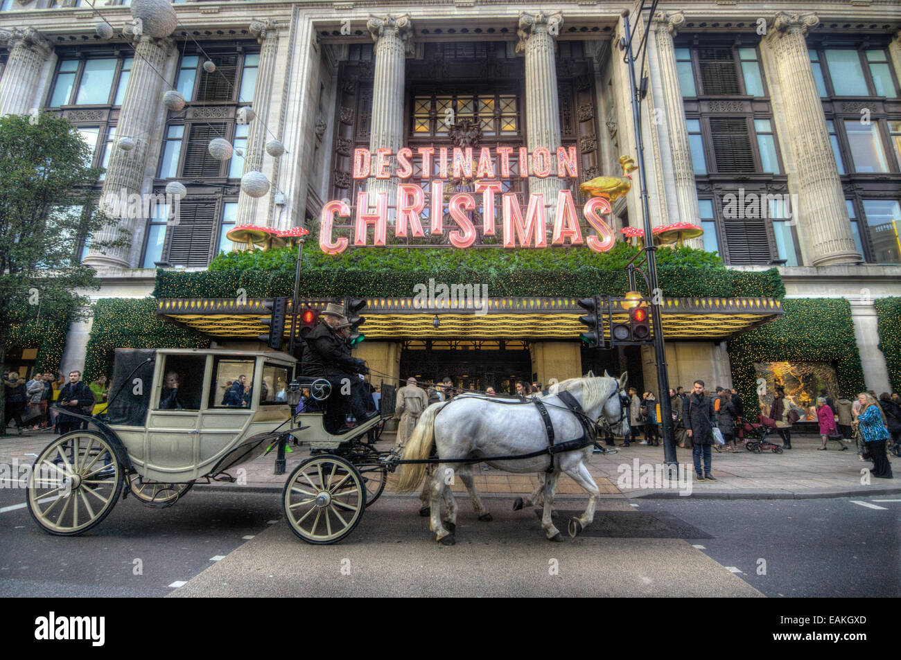 selfridges store on Oxford Street at Christmas Stock Photo