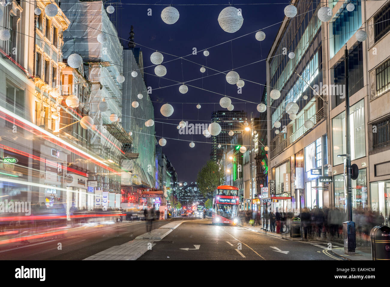 Oxford Street London Christmas decorations Stock Photo