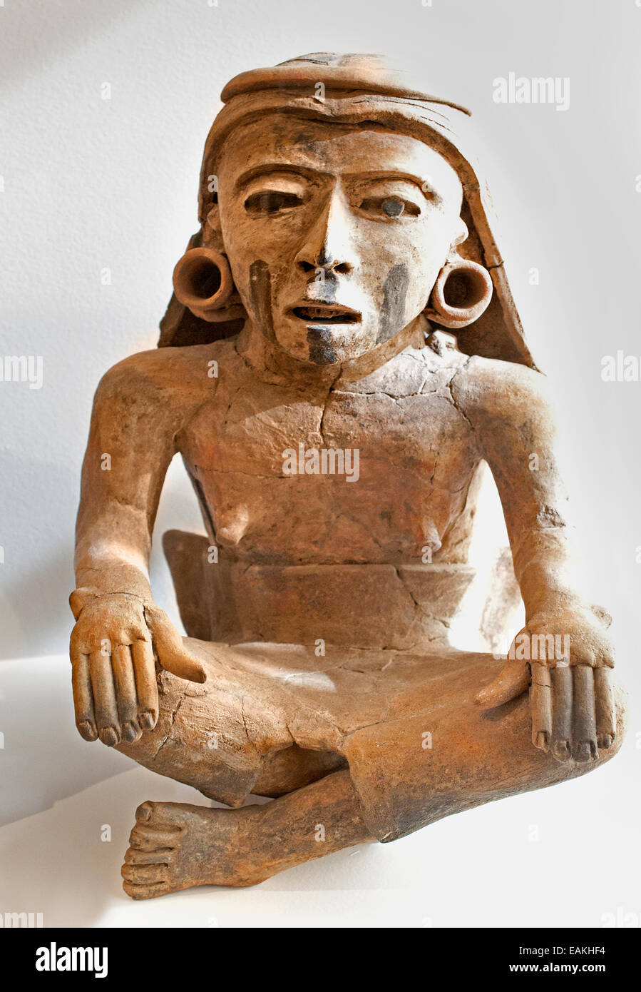 Sitting Person Classic Veracruz culture ( Gulf Coast )  that existed from roughly 100 BC to 1000 Mexico Mexican Stock Photo