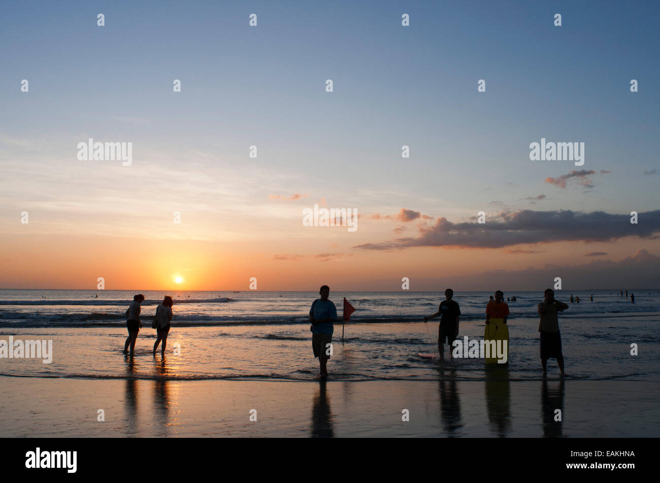 Surfers on the beach of Kuta. Surfing lessons. Bali. Kuta is a coastal