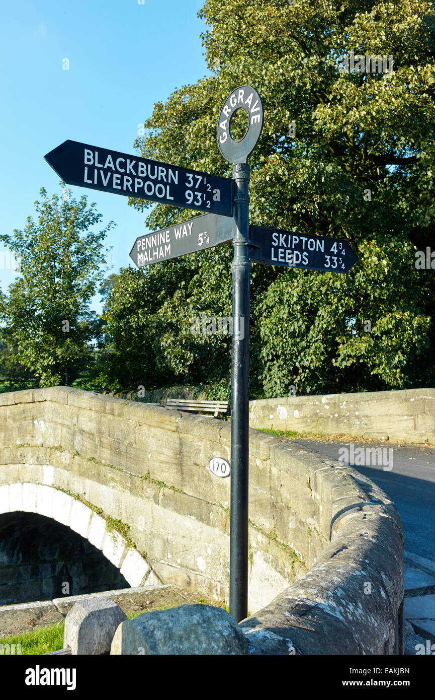 Gargrave signpost by canal Stock Photo
