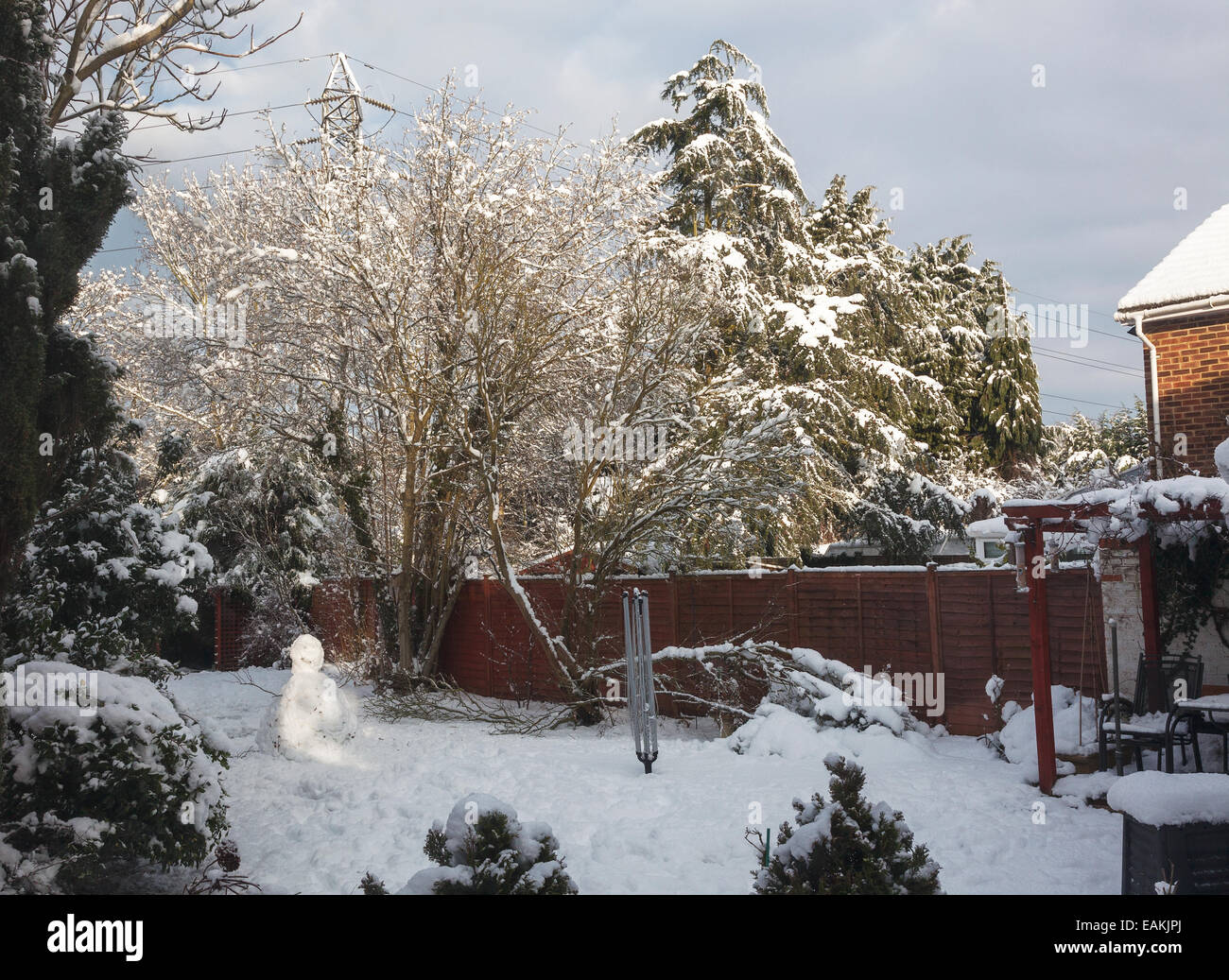 Snow Covered English Garden Stock Photo Alamy