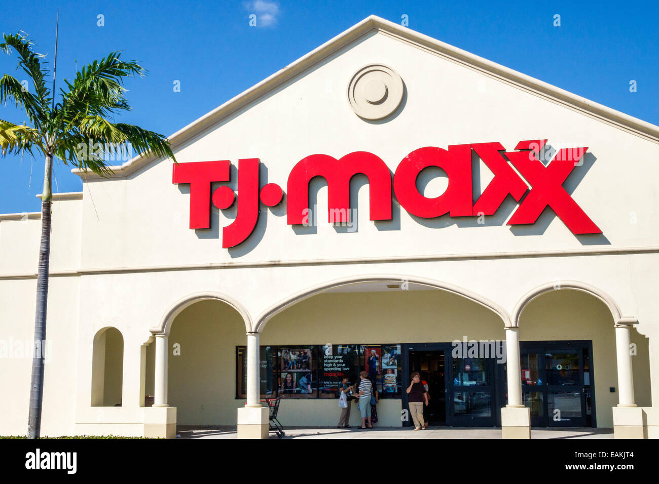 Miami Florida,Hialeah,T.J. Maxx,discount department  store,front,entrance,shopping shopper shoppers shop shops market markets  marketplace buying sellin Stock Photo - Alamy