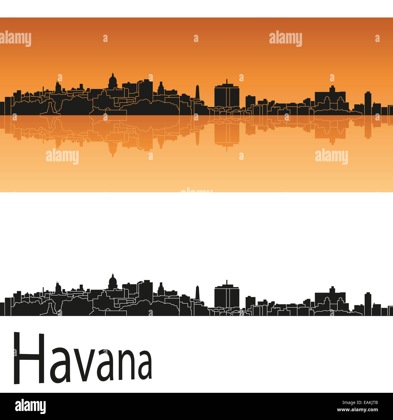 Havana skyline in orange Stock Photo