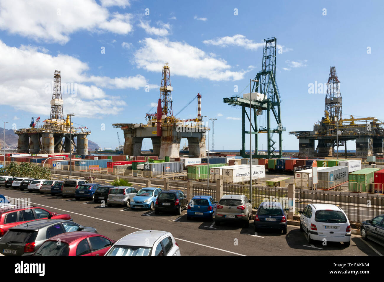 Oil rig platforms at Santa Cruz de Tenerife Stock Photo