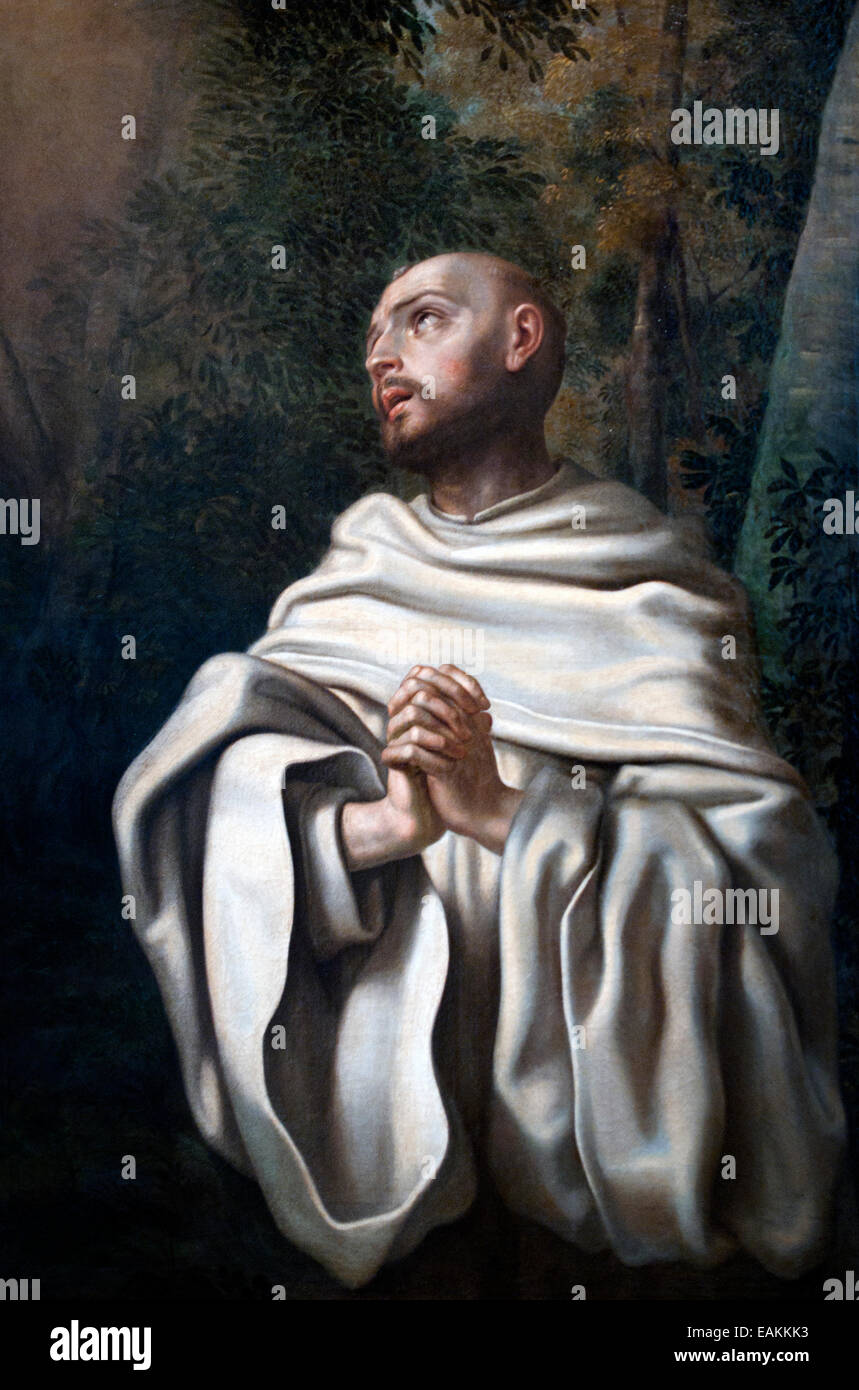 Saint Bruno en Prière - Saint Bruno in Prayer by Giovanni Maria Viani1636-1700  Italy Italian Stock Photo