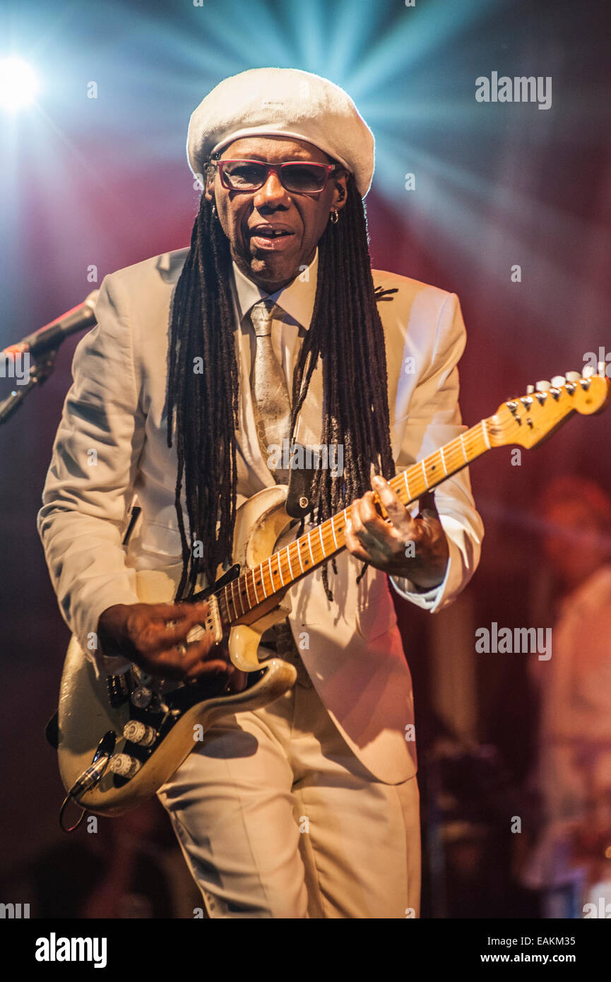 CHIC featuring singer songwriter guitarist Nile Rodgers at a live concert at Unknown festival in Rovinj, Croatia, 2014. Stock Photo