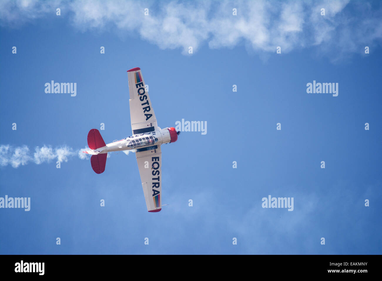 An upside down Harvard during the Lowveld Air Show Stock Photo