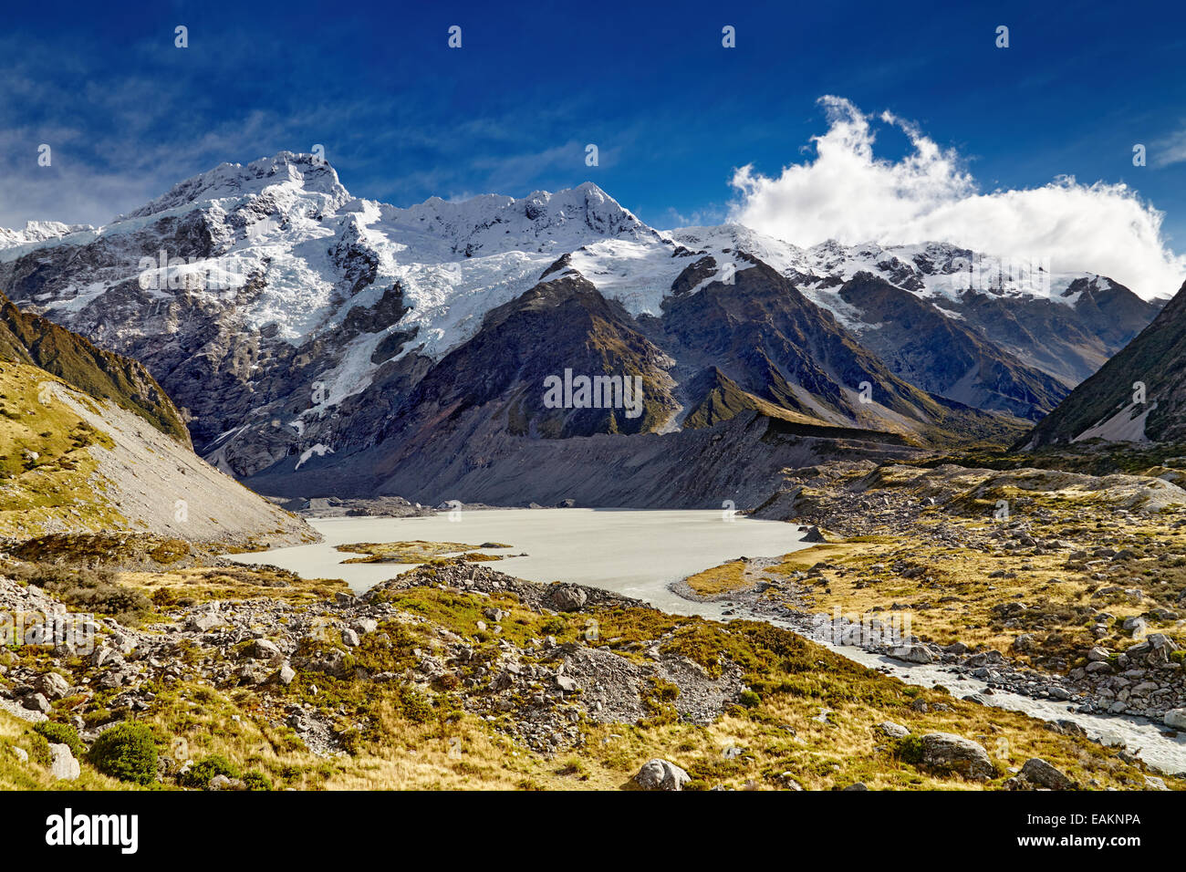 Mount Sefton and Hooker valley, Southern Alps, New Zealand Stock Photo