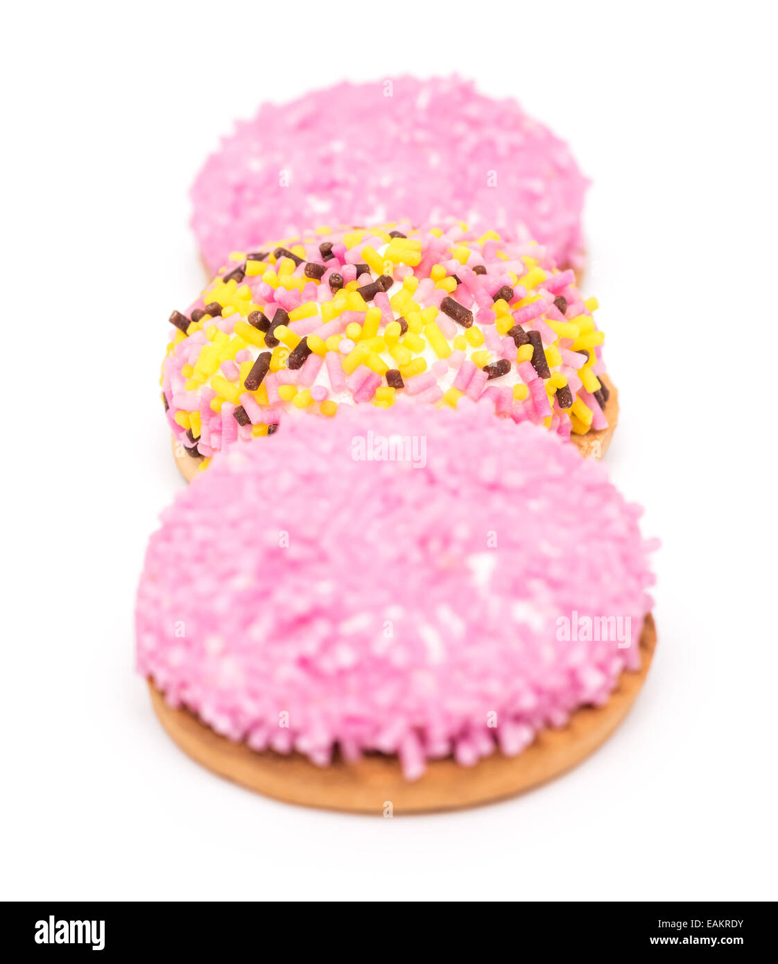 Marshmallow Cookies With Colorful Sugar Sprinkles Isolated Stock Photo
