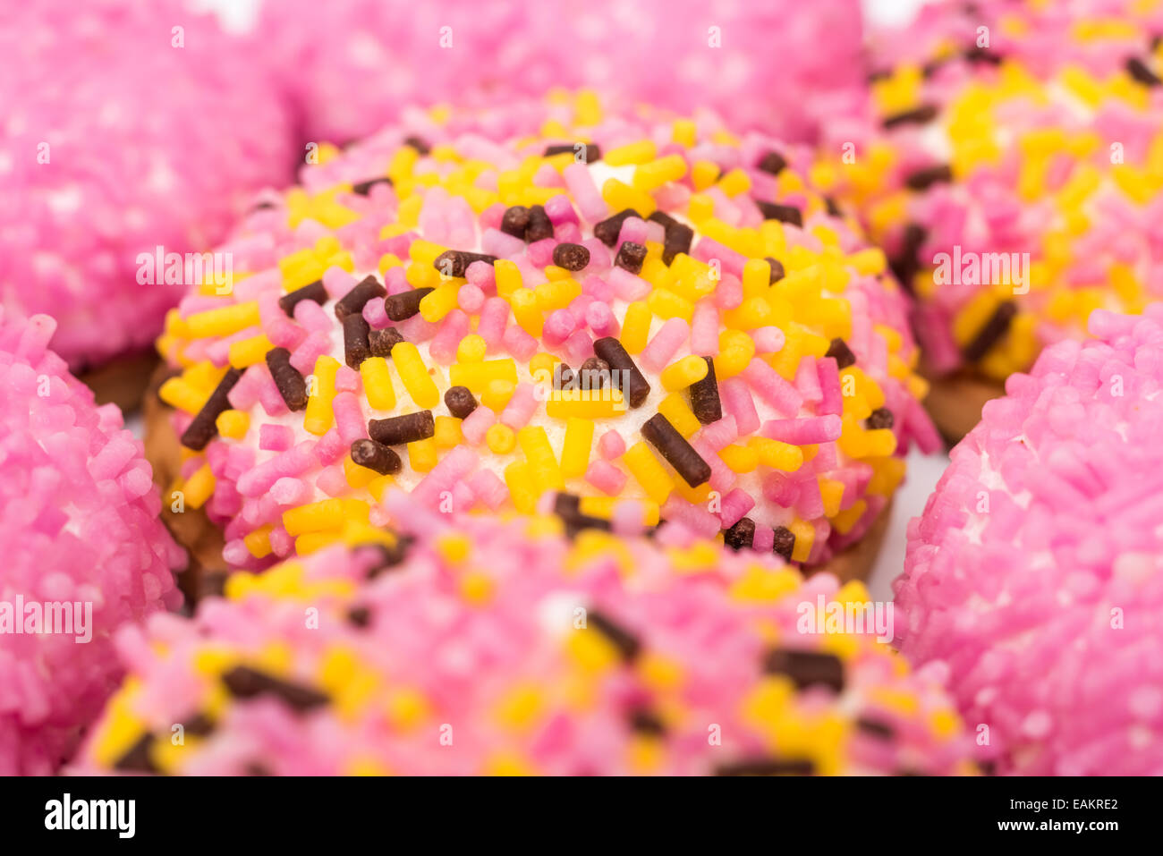 Marshmallow Cookies With Colorful Sugar Sprinkles Stock Photo