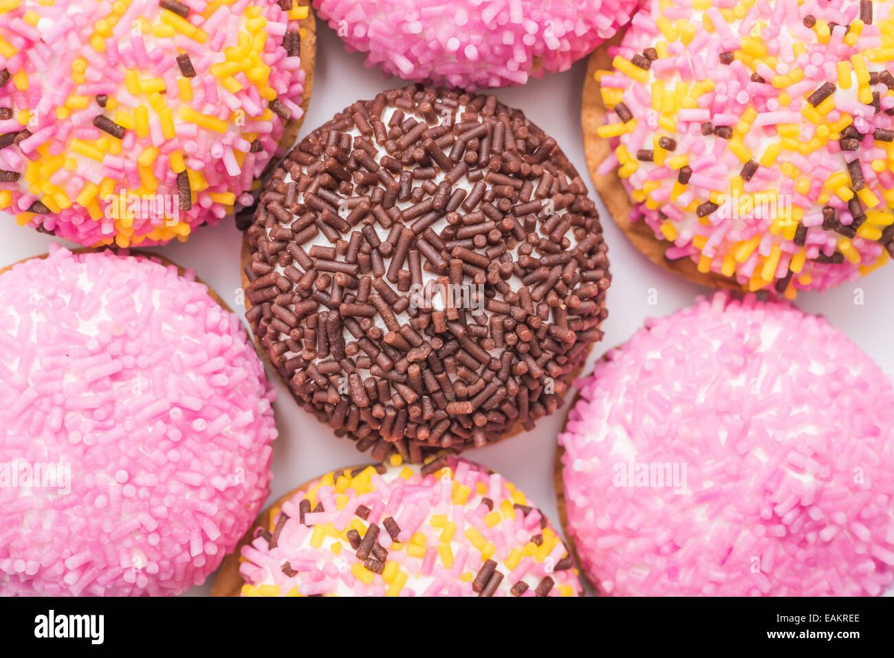 Marshmallow Cookies With Colorful Sugar Sprinkles Stock Photo Alamy