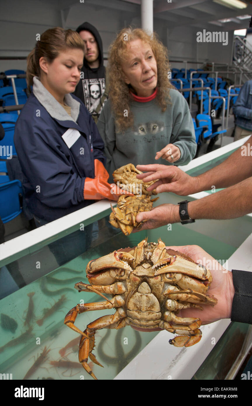 Visitors Listen During A Crab Harvest Demonstration Aboard The