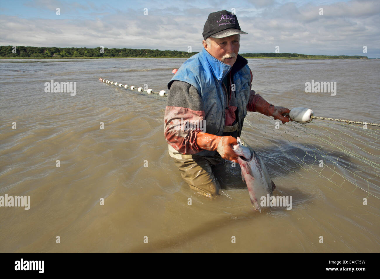 Bristol Bay Set Net Commercial Fishermen Near Dillingham, Alaska Stock
