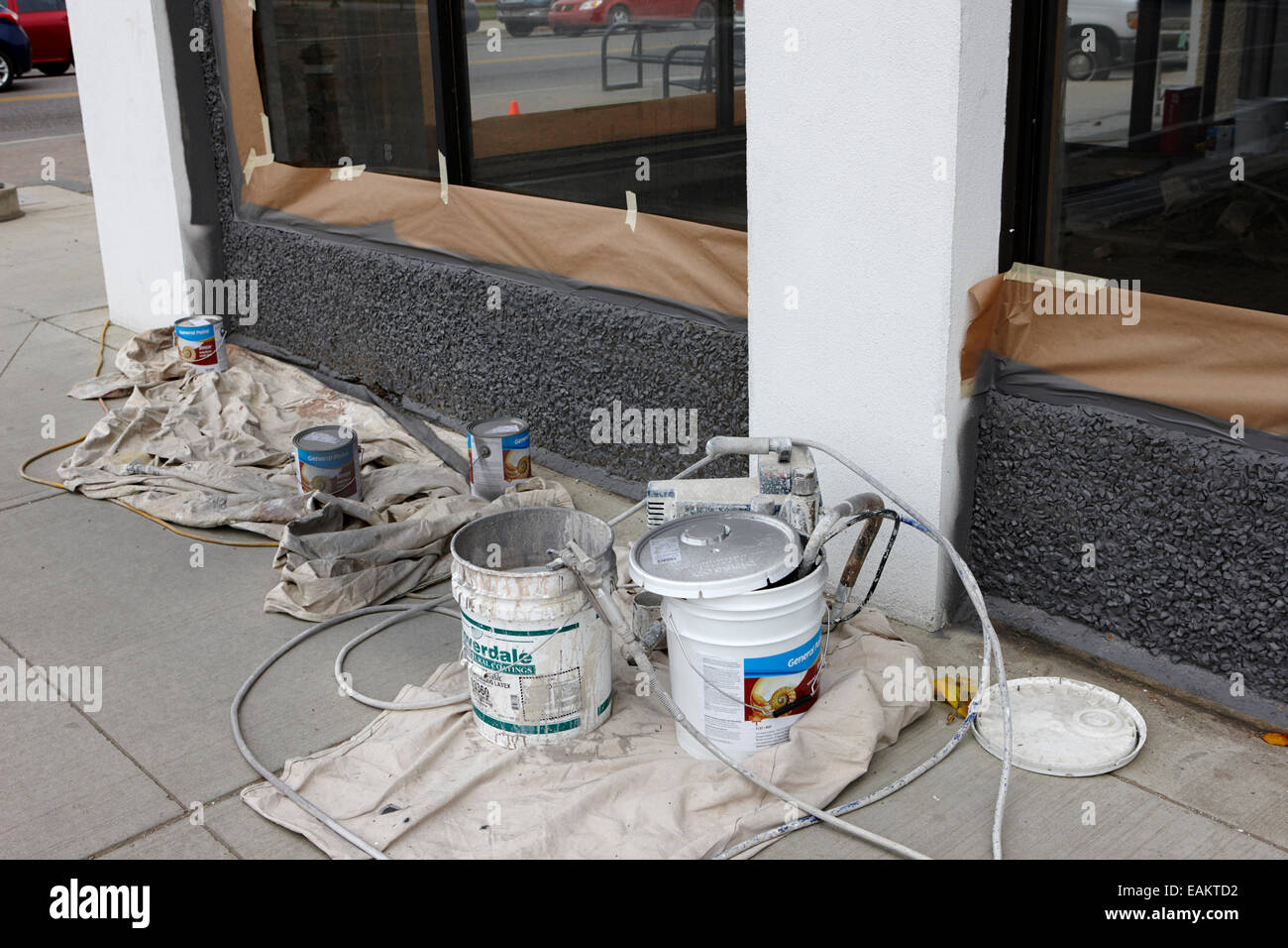 spray paint architectural coating equipment Saskatchewan Canada Stock