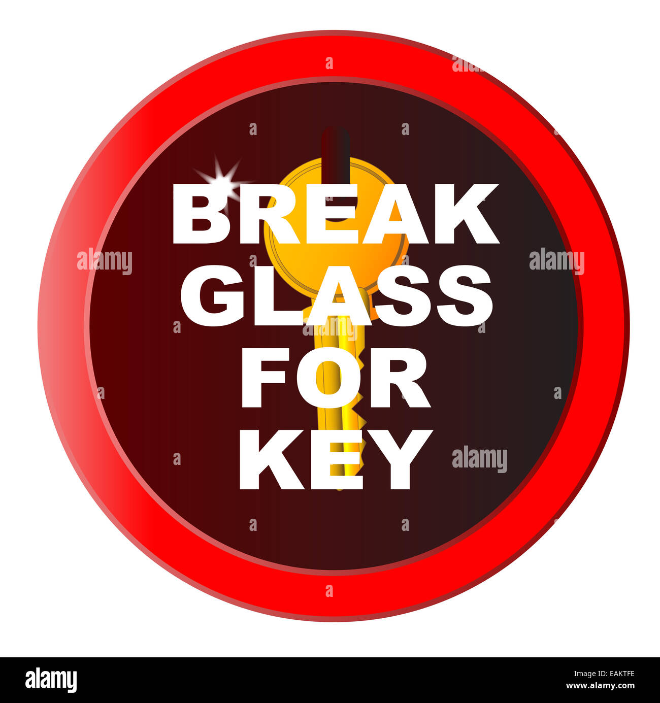 Break Glass For Key wall box over a white background Stock Photo