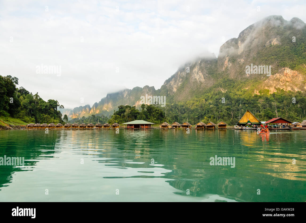 SURAT THANI, THAILAND - APR 27, 2013 : Landscapes resort natural in morning and visitors to stay overnight at Ratchaprapha Dam a Stock Photo