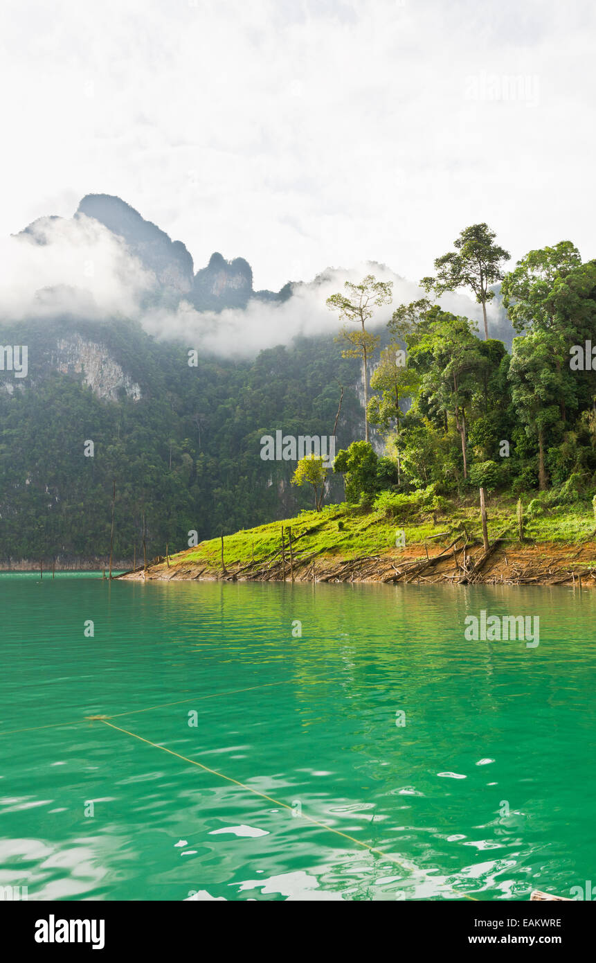 Beautiful green river and mountains in Ratchaprapha Dam, Khao Sok National Park, Surat Thani Province, Thailand Stock Photo