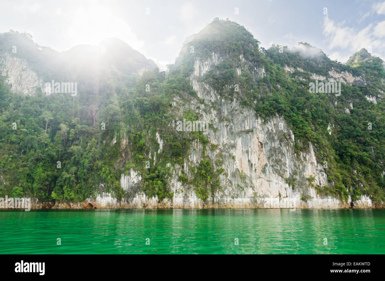 Beautiful green river and mountains in Ratchaprapha Dam, Khao Sok National Park, Surat Thani Province, Thailand Stock Photo