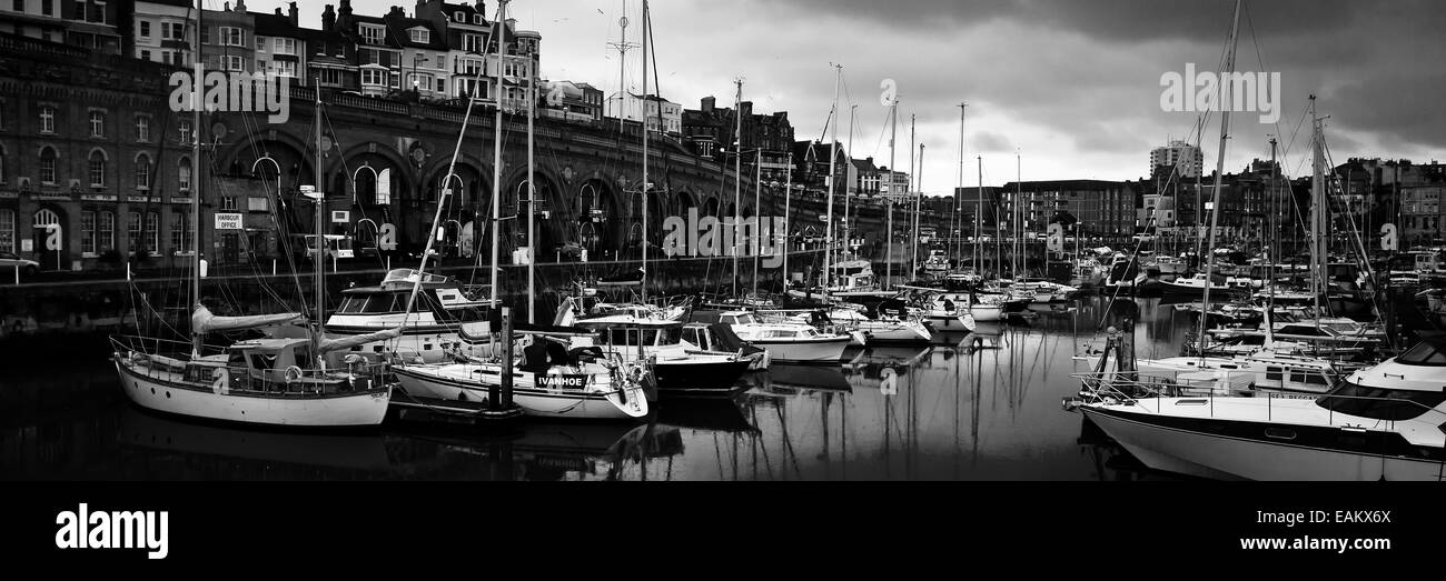 Black and White Ramsgate Harbour Photography Stock Photo