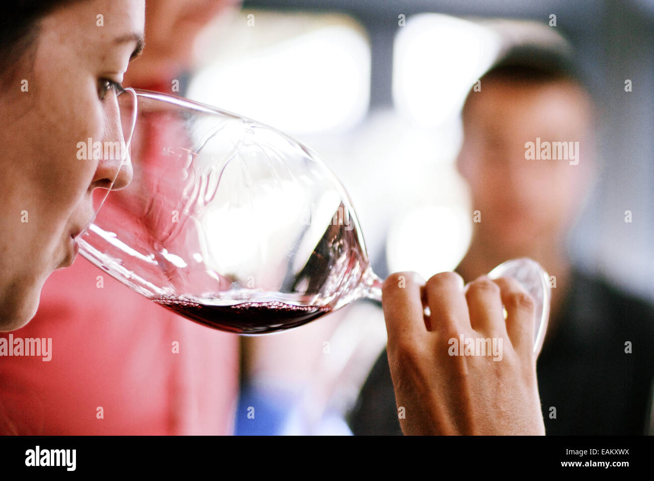 Wine tasting in Missoula, Montana. (Photo by Bess Brownlee) Stock Photo