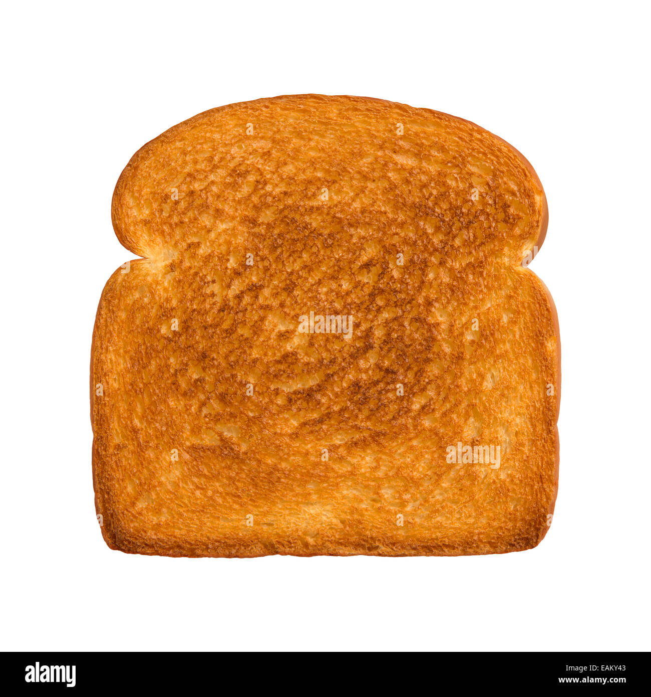 Aerial view of a single slice of toasted white bread. Stock Photo