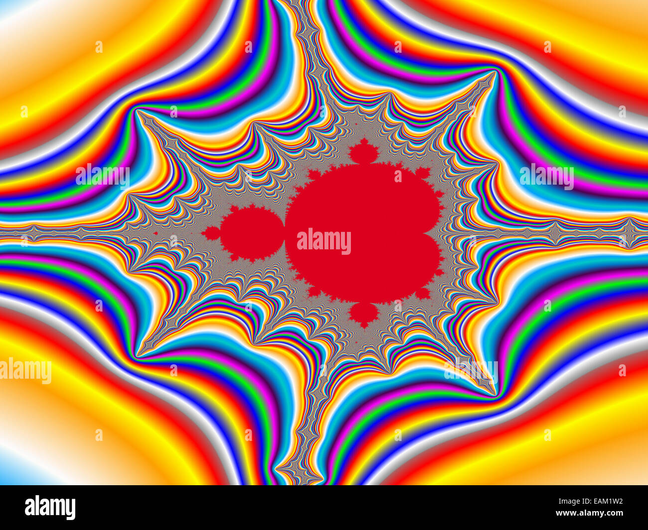 Digital visualization of a colourful fractal called Mandelbrot set. Mathematical Background Stock Photo