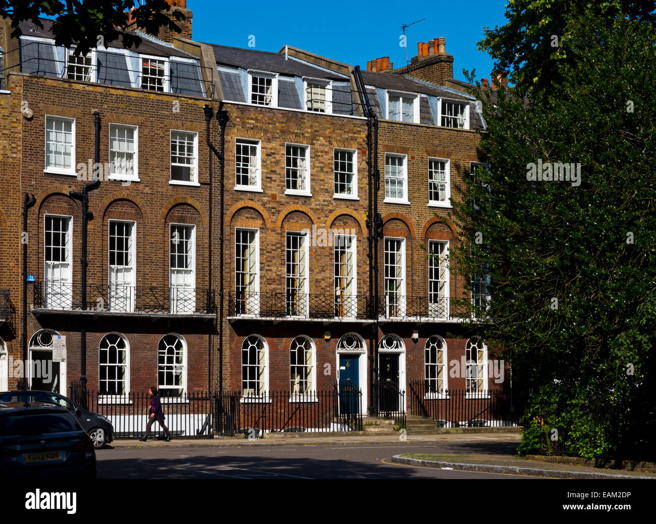 Brick built terraced houses in Canonbury Square Islington