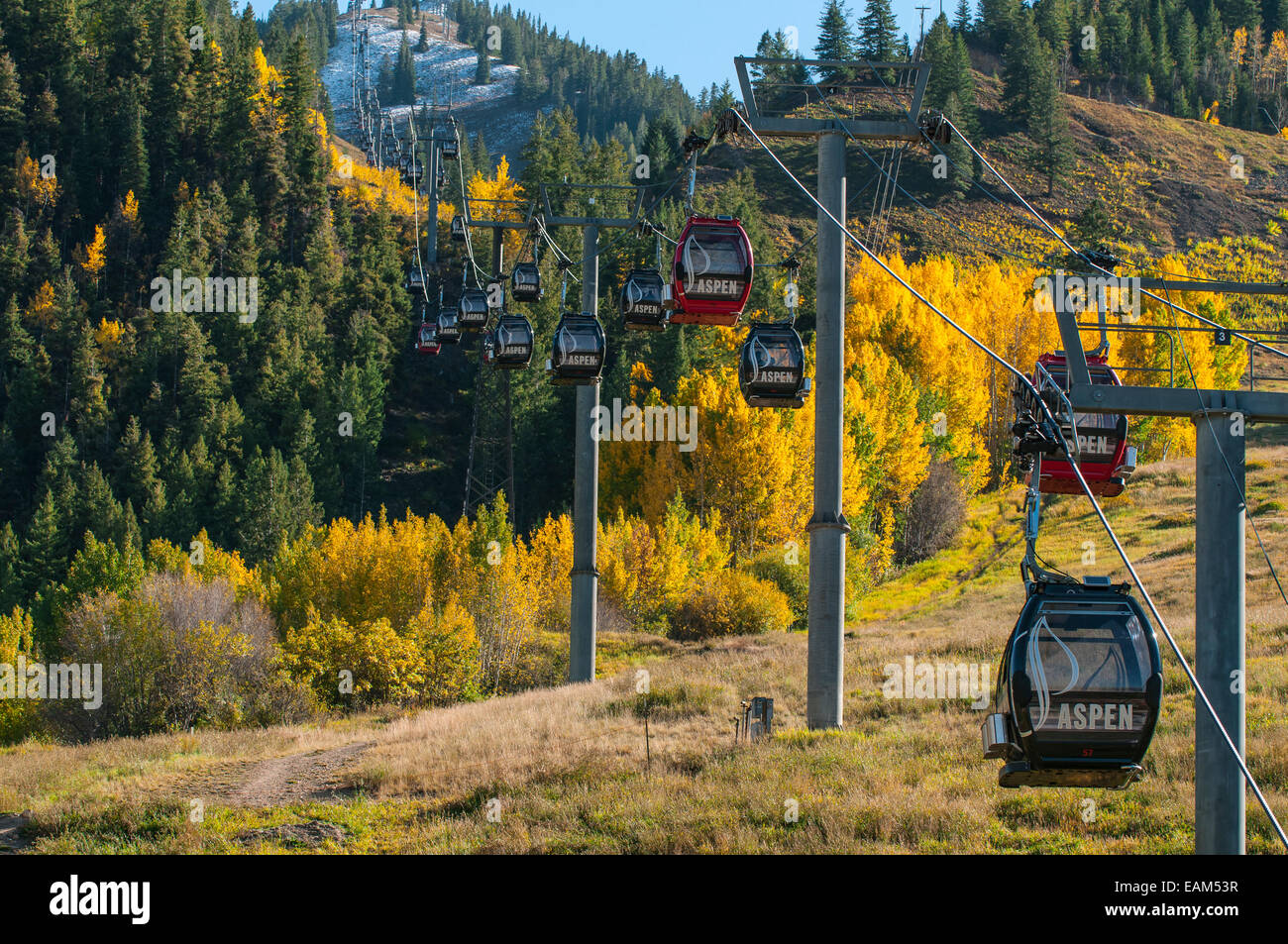 Autumn in Aspen Colorado Gondola Ski Lift Stock Photo Alamy