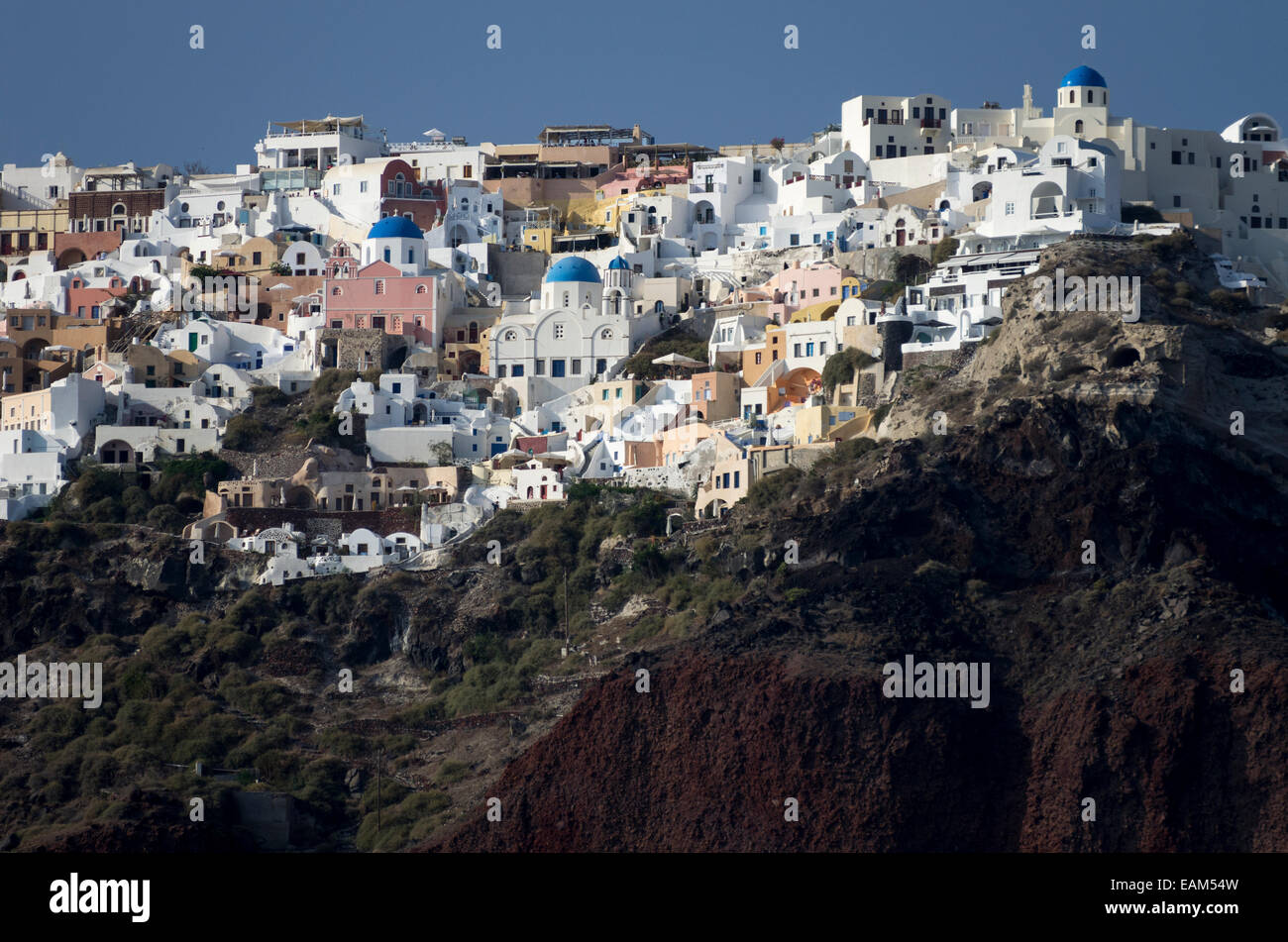 Clifftop village of Oia (Ia), Santorini, Greece. Stock Photo