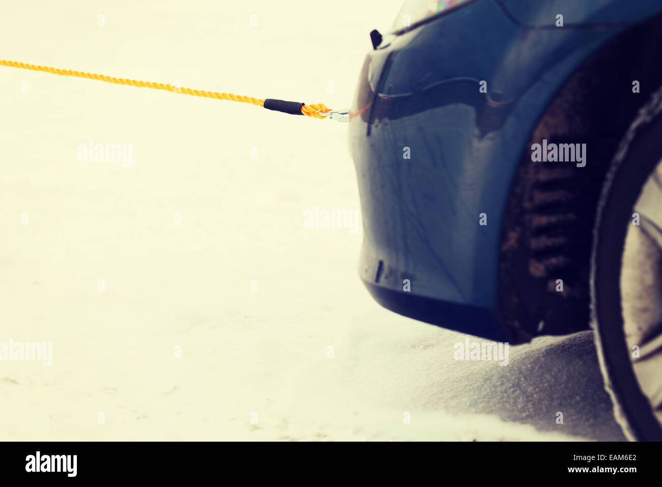 closeup of towed car with towing rope Stock Photo Alamy