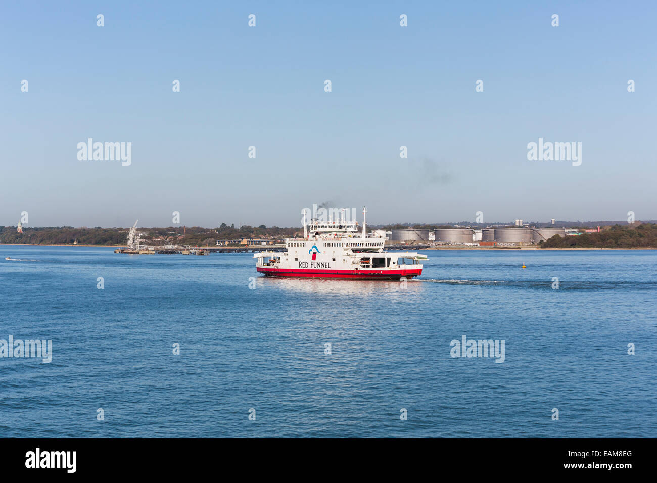 Red Funnel car ferry 'Red Osprey' on the Solent in Hampshire, a car and