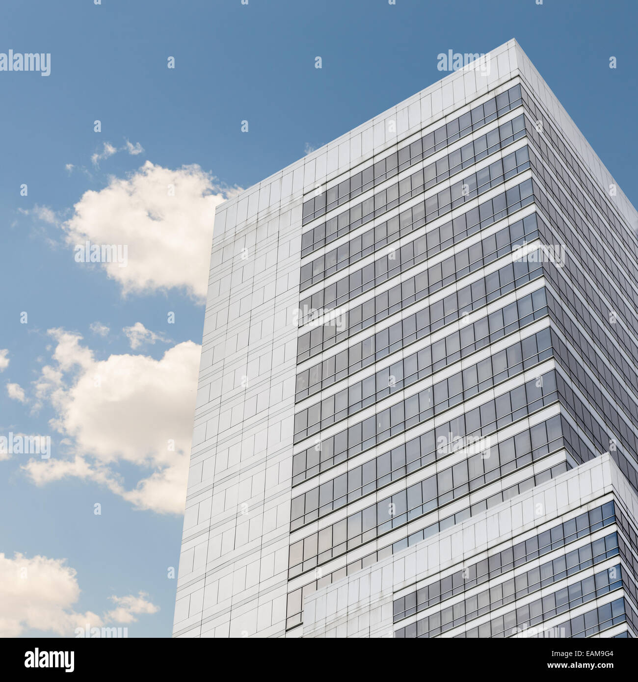detail of a tall office skyscraper with mirror windows Stock Photo