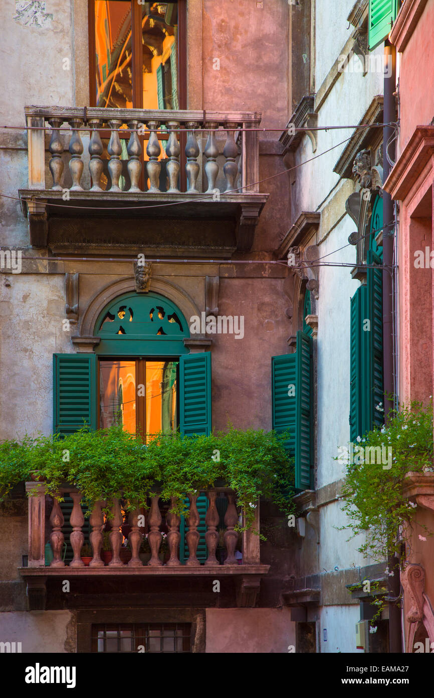 Balconies on homes in Verona, Italy Stock Photo Alamy