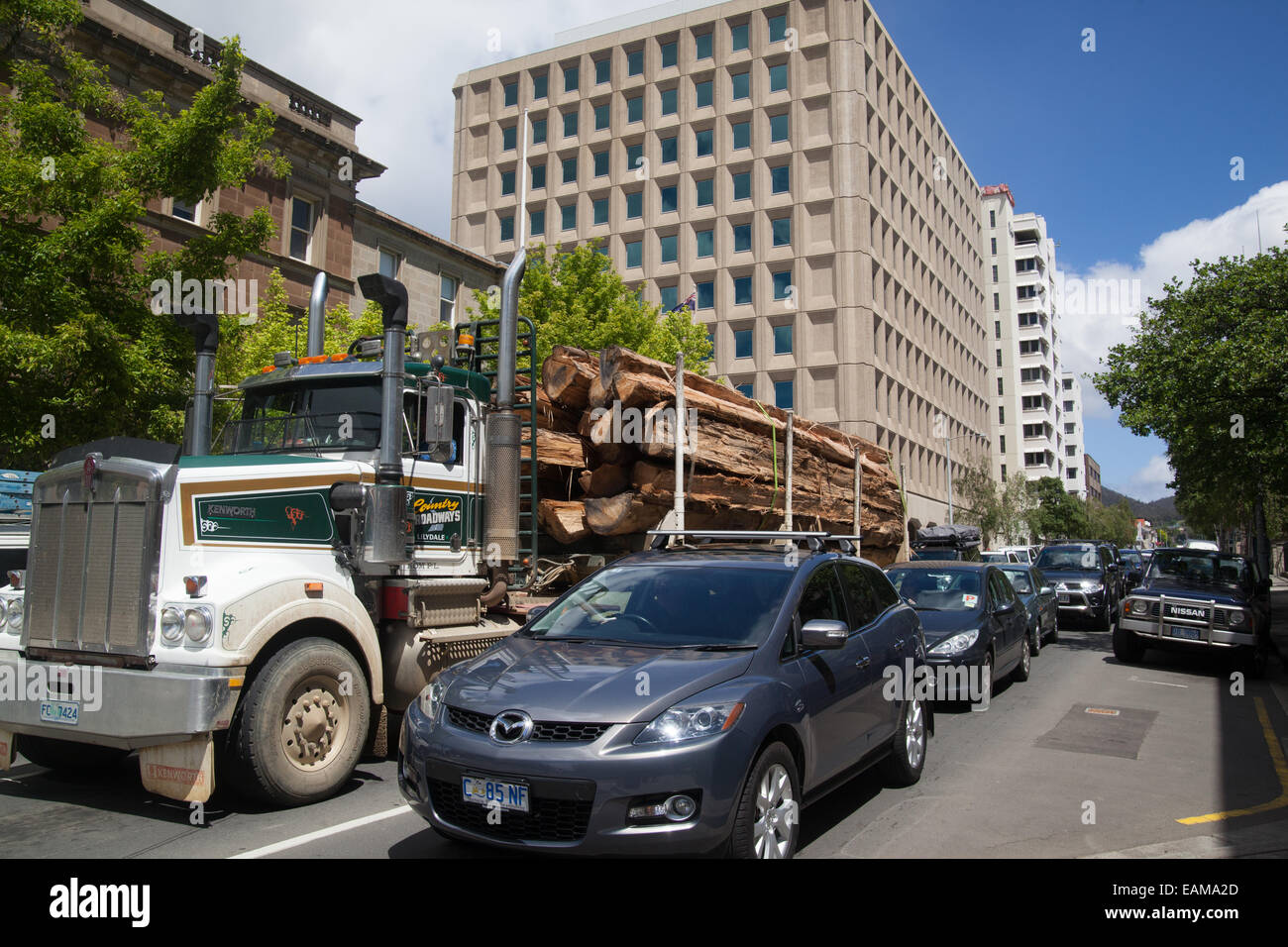Timber Truck in Hobart Stock Photo