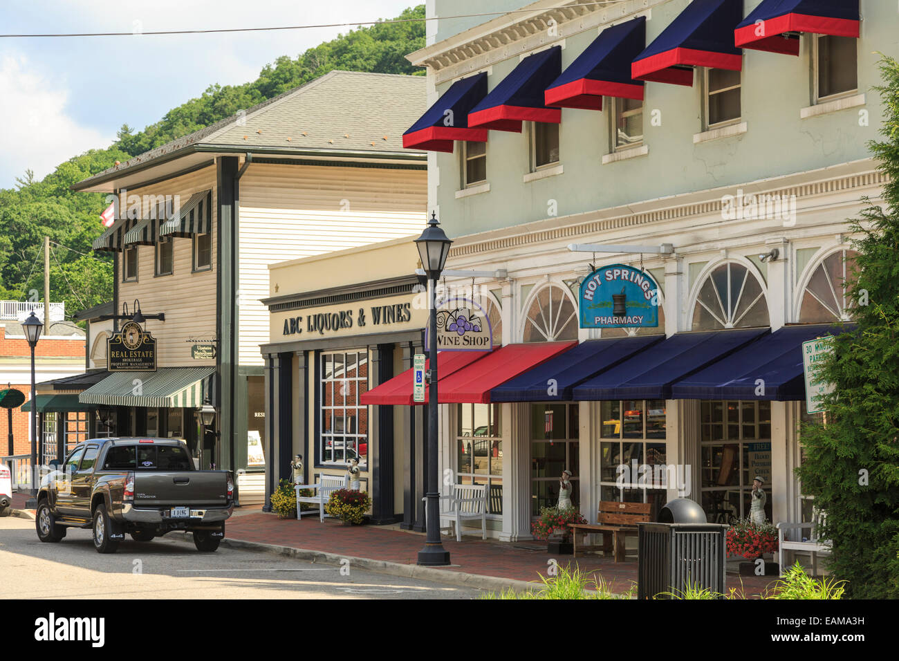 Downtown Hot Springs, Bath County, Virginia, USA home of the historic Homestead Resort Stock Photo