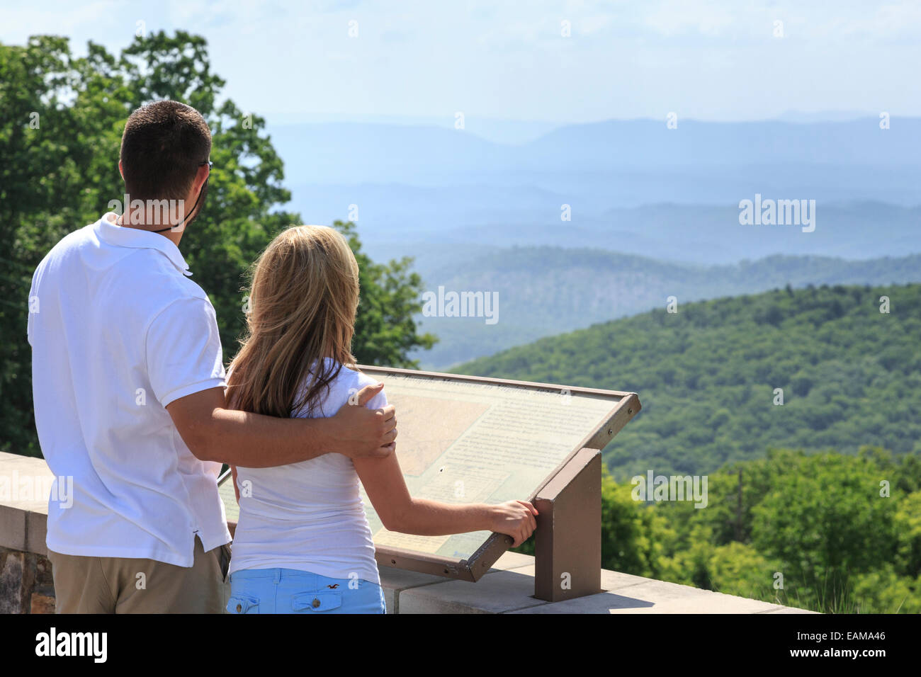 Couple at Dan Ingall Overlook, Bath County, Virginia near Homestead Resort Stock Photo