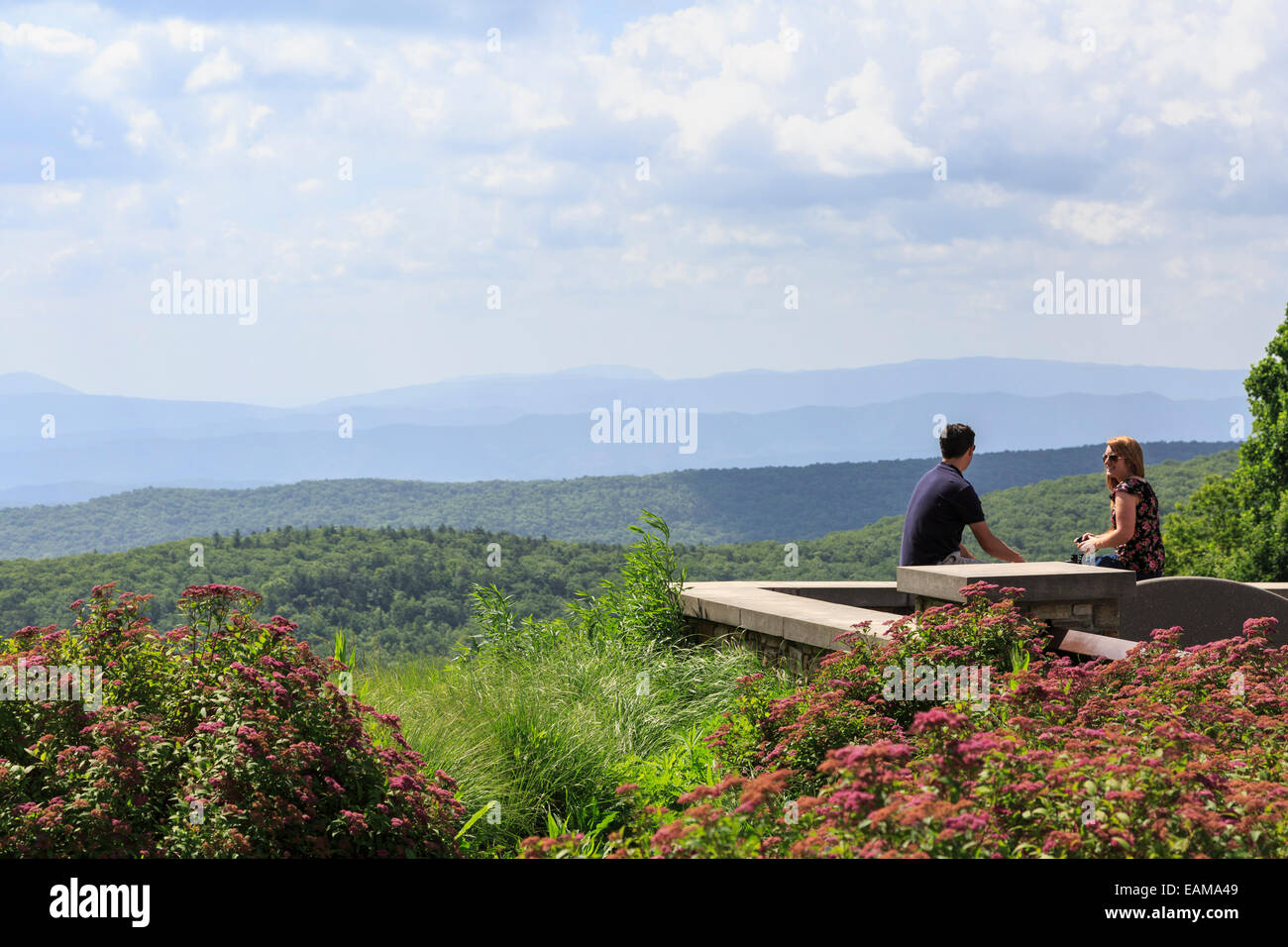 couple at Dan Ingall Overlook, Bath County, Virginia near Homestead Resort Stock Photo