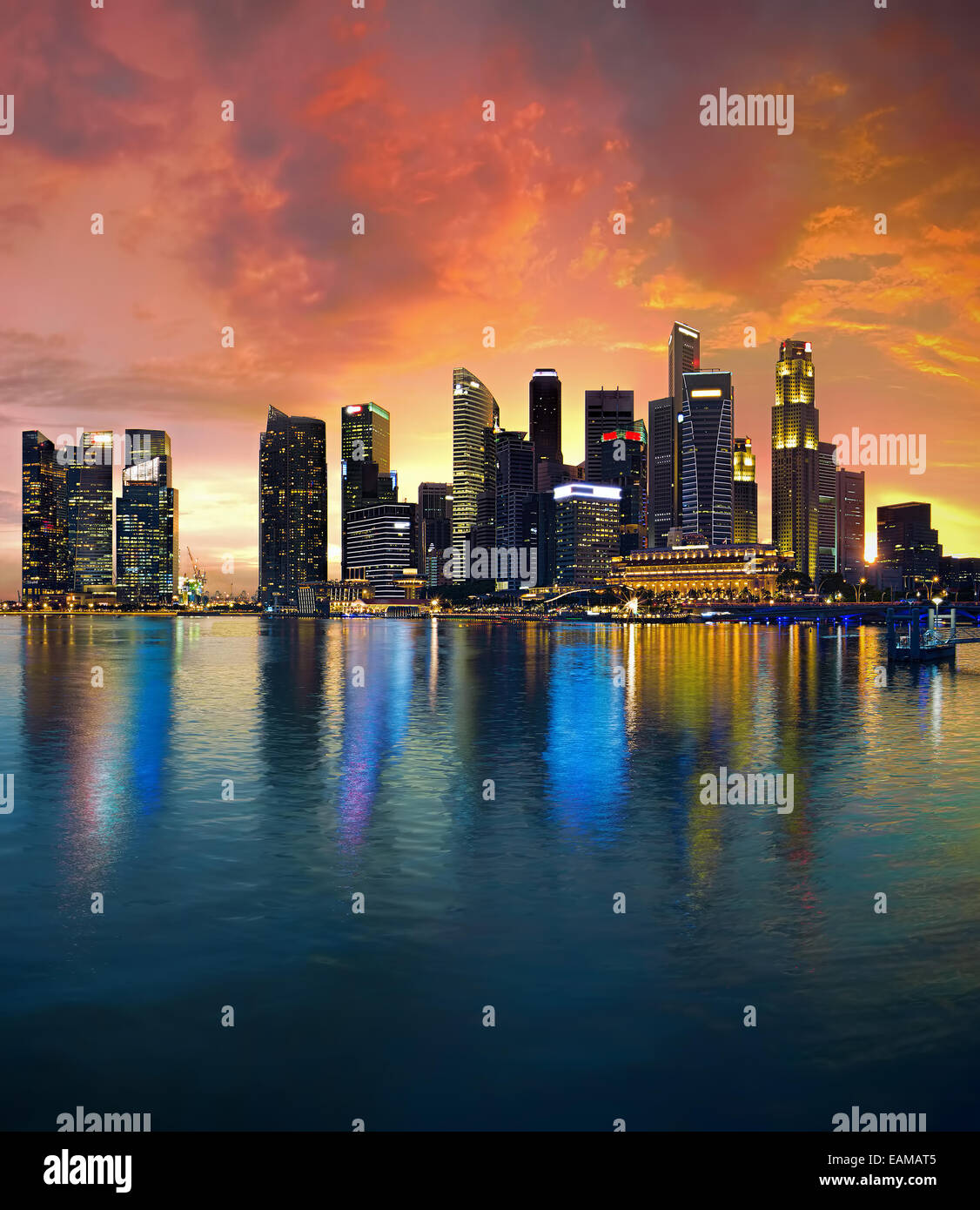 Singapore Skyline at sunset Stock Photo