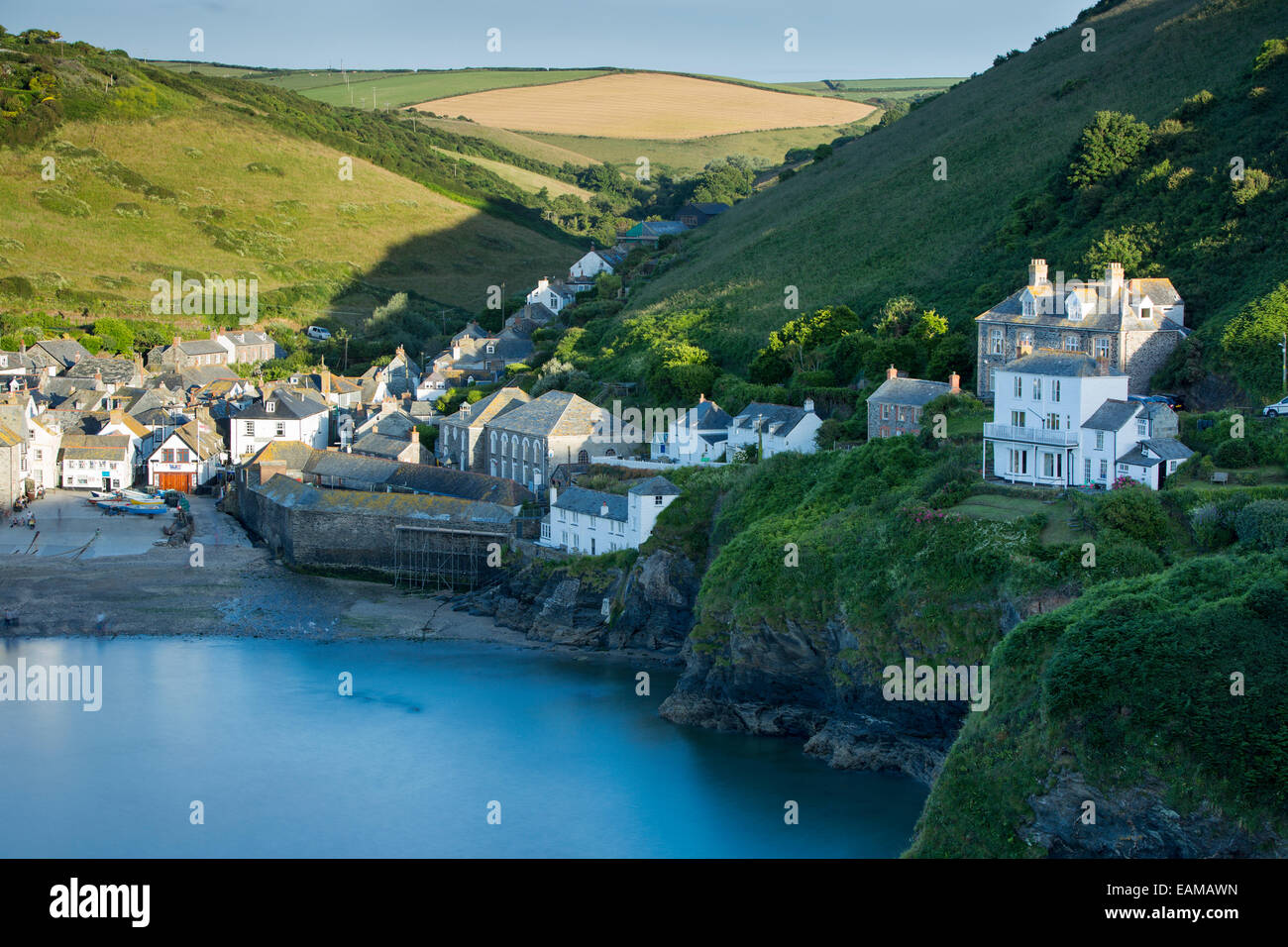 Port Isaac Sign Picturesque harbor town of Port Isaac, Cornwall, England Stock Photo ...