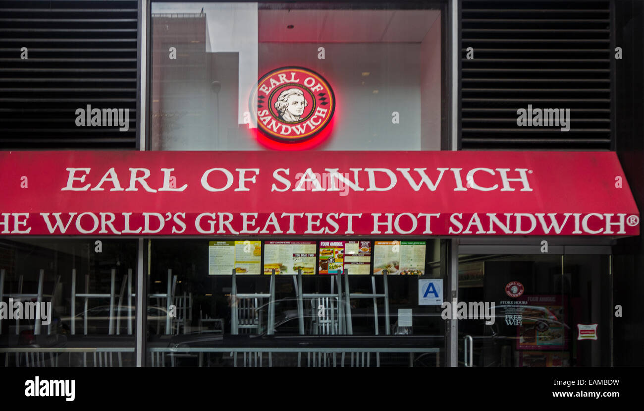 Earl of sandwich restaurant in New York City Stock Photo