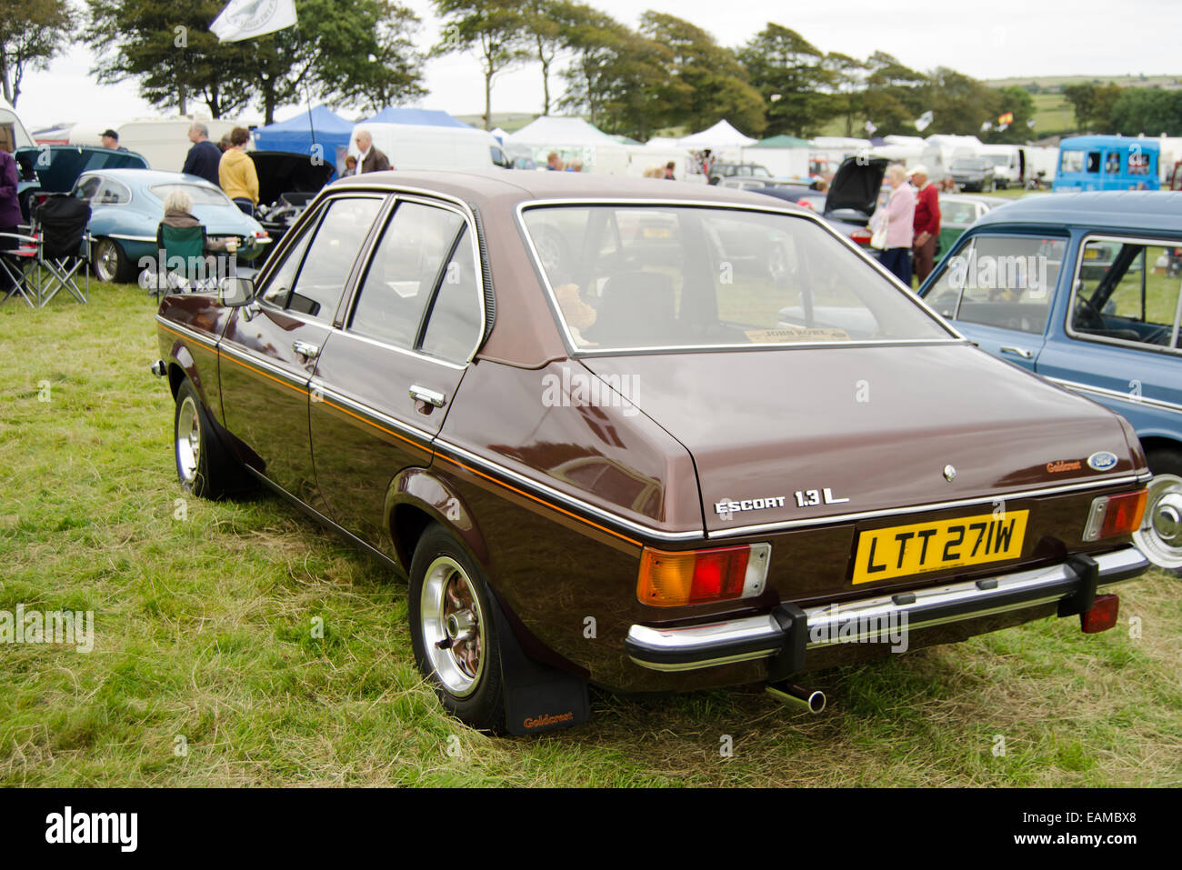 Ford Escort car on display at Morval Vintage Steam Rally,  Looe, Cornwall, UK, August 2014 Stock Photo