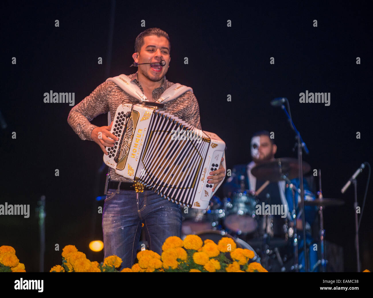 Singer Noel Torres perform live on stage at the Dia De Los Muertos