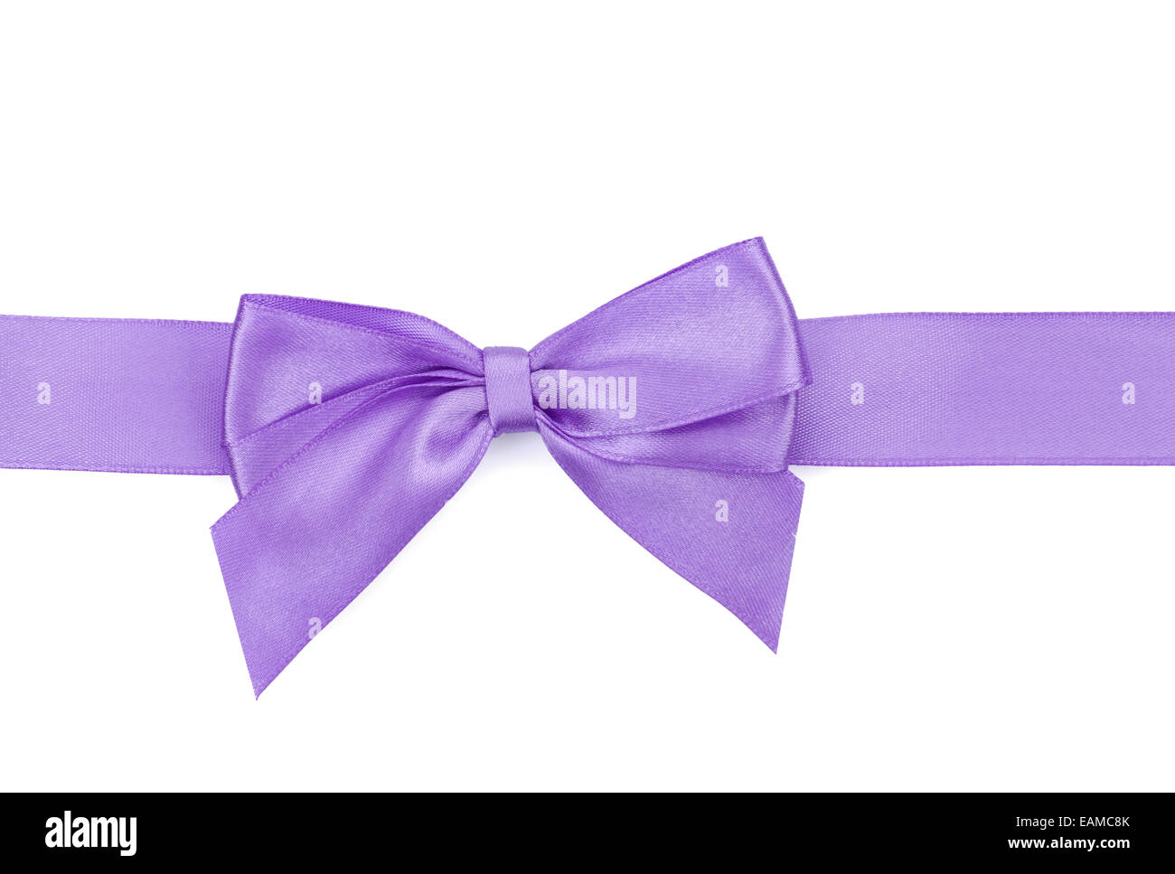 Purple ribbon with bow. Isolated on white background Stock Photo - Alamy